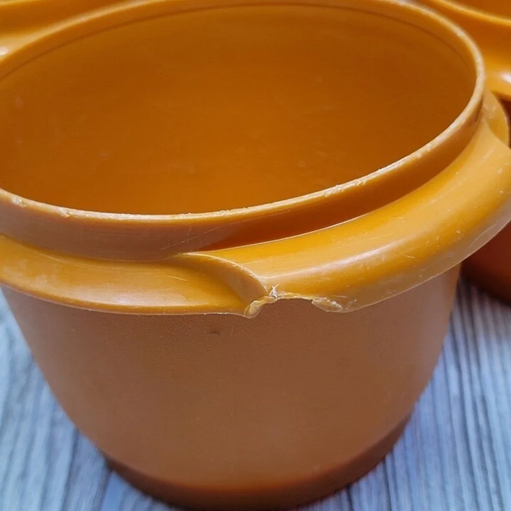 3 Tupperware 886-12 Servalier Food Storage Container Bowl Harvest Orange Vtg‎